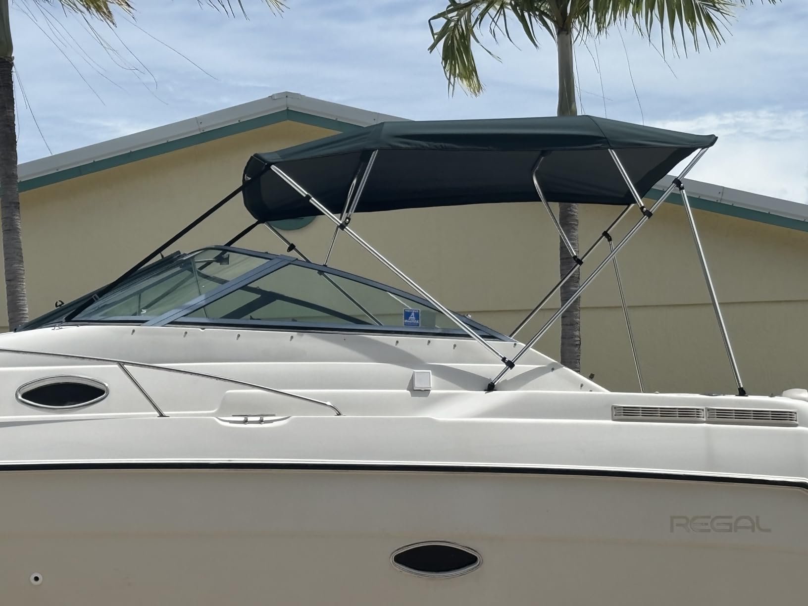 Savvycraft 4 Bow Bimini Top, 10 Feet Long Square Tube Bimini Top Set, Includes Marine Grade Canvas Cover, Storage Boot, Rear Poles with 1 Inch Aluminum Frame, Teal Color customer photo 1