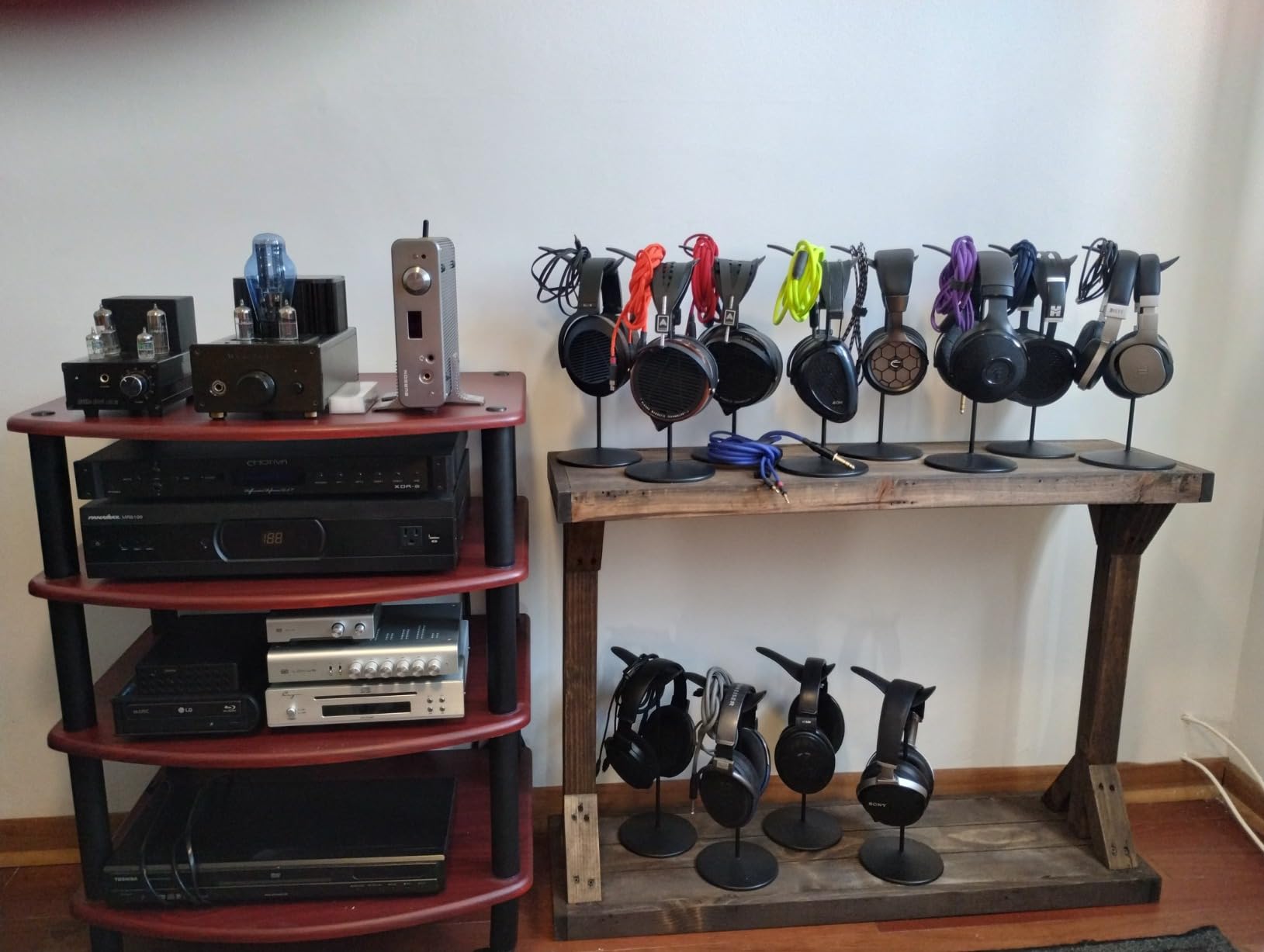 Pangea Audio Vulcan Five Shelf Audio Rack, Media Stand, and Components Cabinet 5 Shelf Rosenut Red customer photo 2