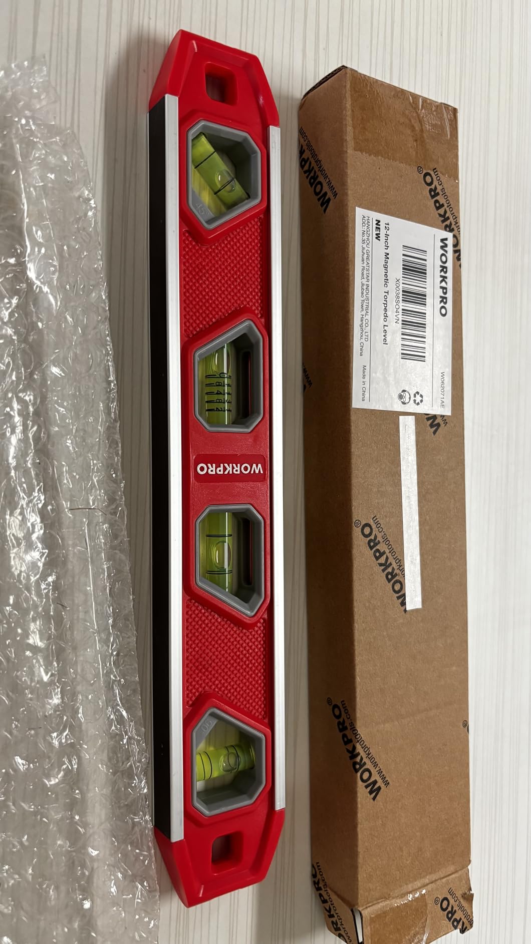 WORKPRO 12 Inch Torpedo Level, Magnetic Small Leveler Tool, Plumbing Level with Pitch Vial customer photo 1