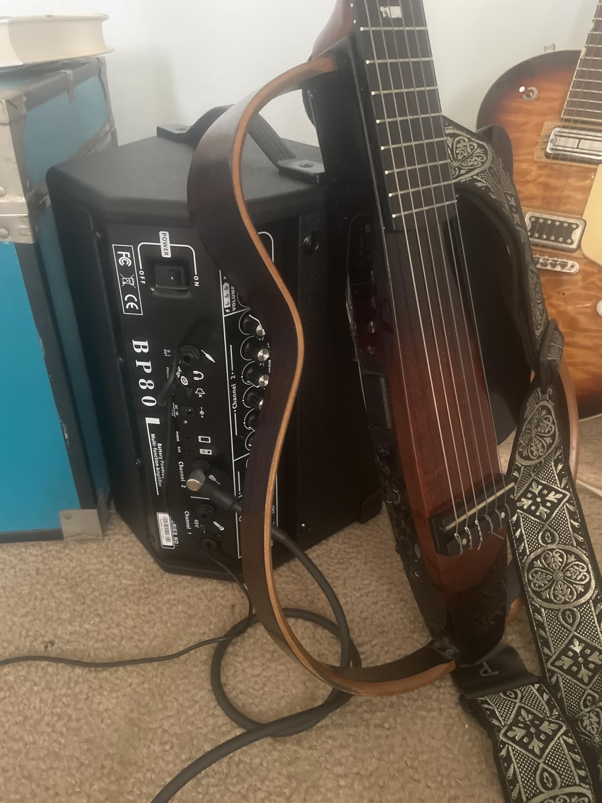 Coolmusic BP80 Battery Powered Acoustic Guitar Amplifier- Portable Bluetooth Speaker 100W, 6 Inputs, 3 Band EQ, Black (3-Year Warranty) customer photo 2