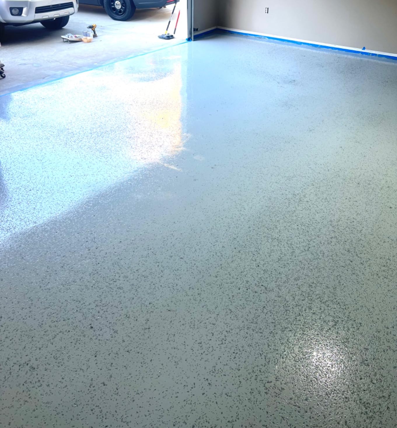 ArmorPoxy Garage Epoxy Floor Kit - 100% Solids - 2 Part Industrial-Grade Coating w/UltraGlaze Topcoat | DIY Slip & Hot Tire Resistant | 600 Sq Ft - Designer Gray - 17 pc kit customer photo 2