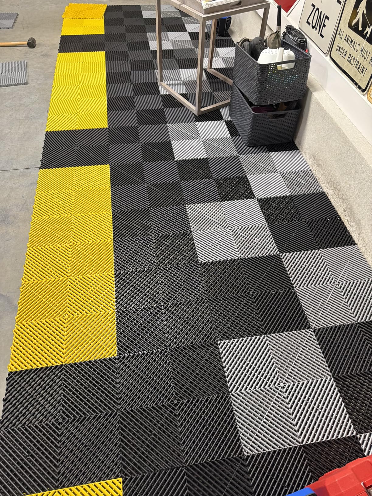 Swisstrax Ribtrax PRO Interlocking Garage Floor Tiles, 15.75 x 15.75-Inch, Pearl Grey, 24 Piece Set | Commercial-grade polypropylene customer photo 1