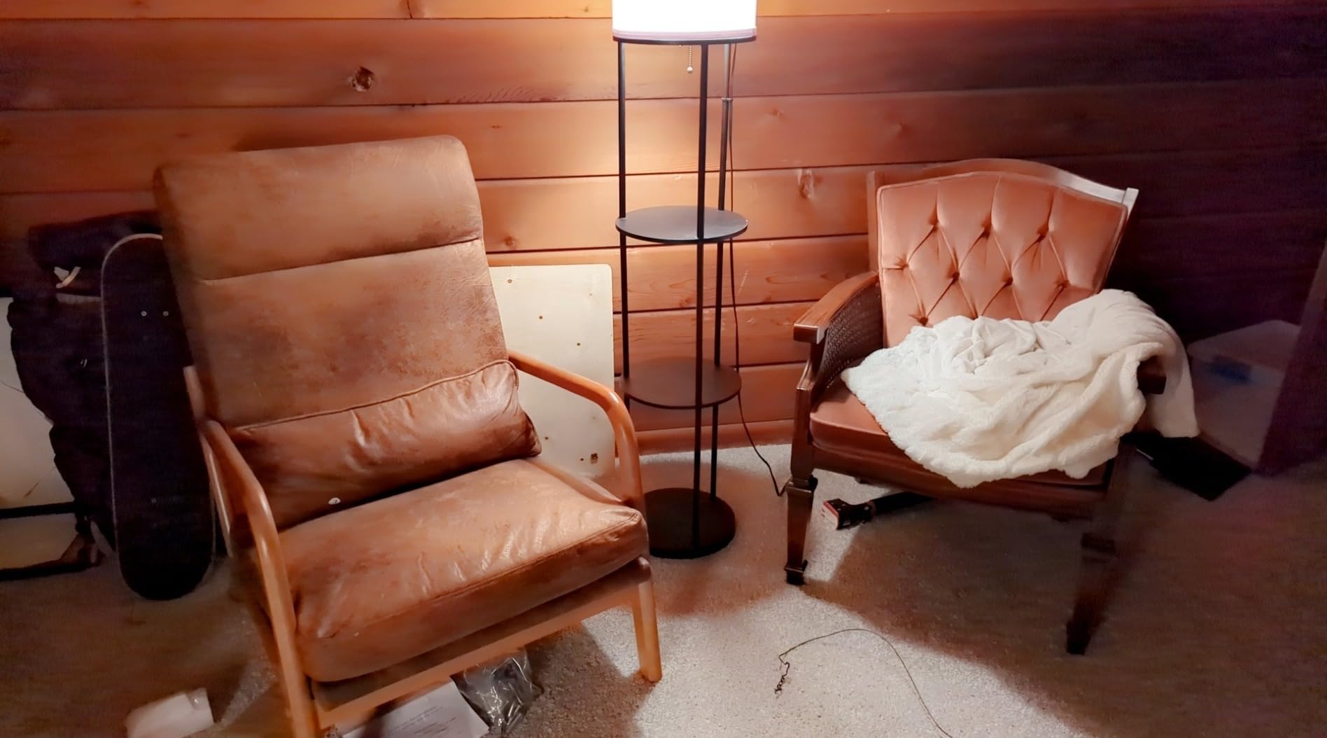 Karl home Accent Chair Mid-Century Modern Chair with Pillow High Back Bronzing Cloth Upholstered Lounge Arm Chair with Solid Wood Frame & Soft Cushion for Living Room, Bedroom, Balcony, Brown customer photo 1