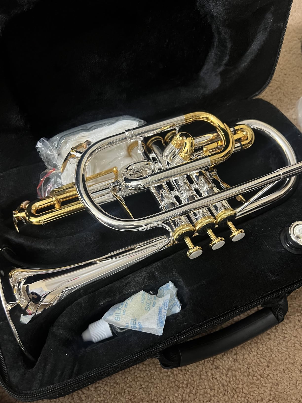 Double Trigger Bb Cornet 8358S Intermediate Phosphor Bronze Leadpipe 3rd Tuning Slide Finger Ring Brass Bell SGG Finish Nickel Silver Tuning Slides for High School Band and Advancing Players customer photo 2