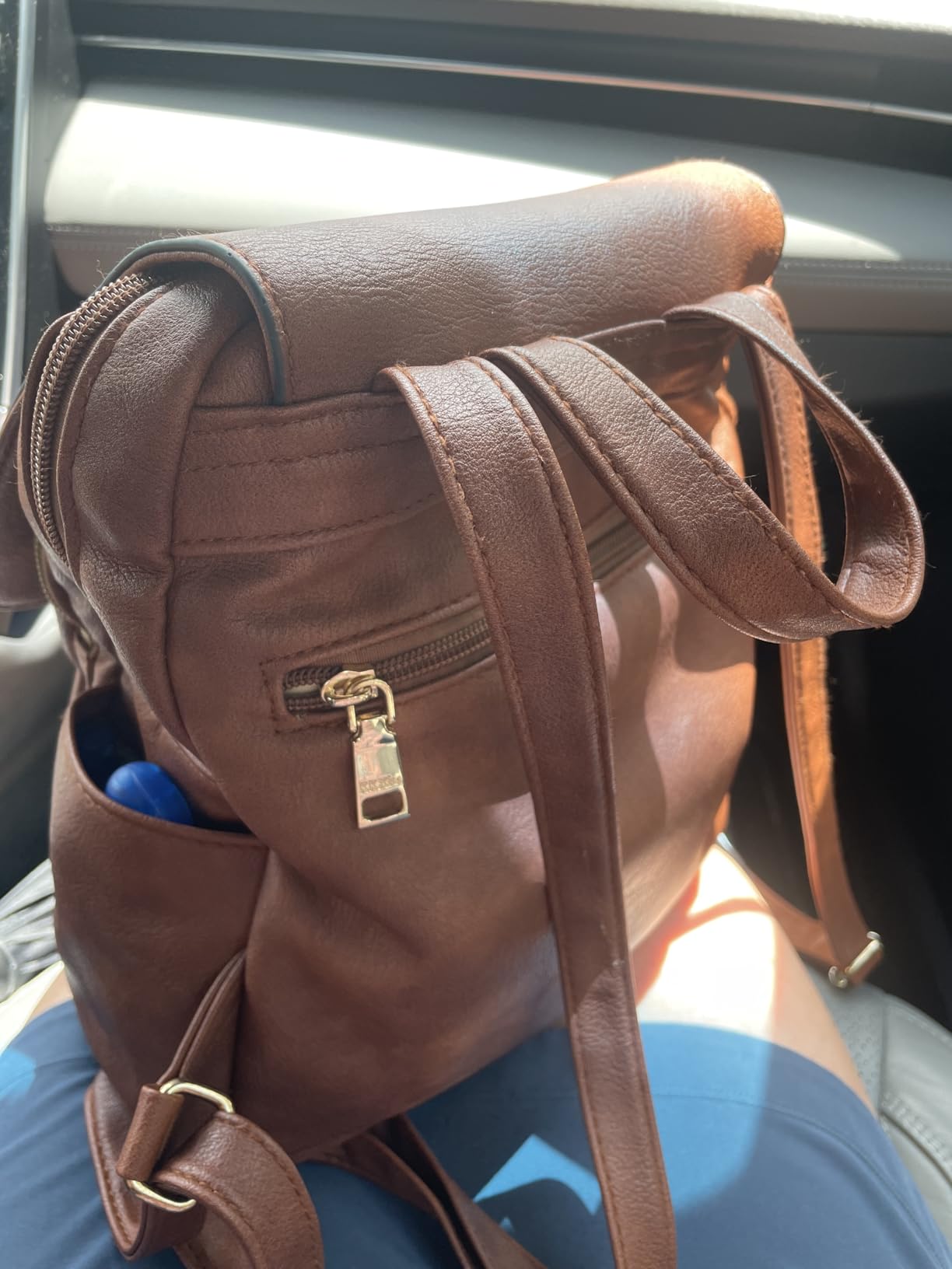 KKXIU Trendy Leather Backpack Purse for Women and Ladies Shoulder Travel Daypacks Bags (A-Black) customer photo 2