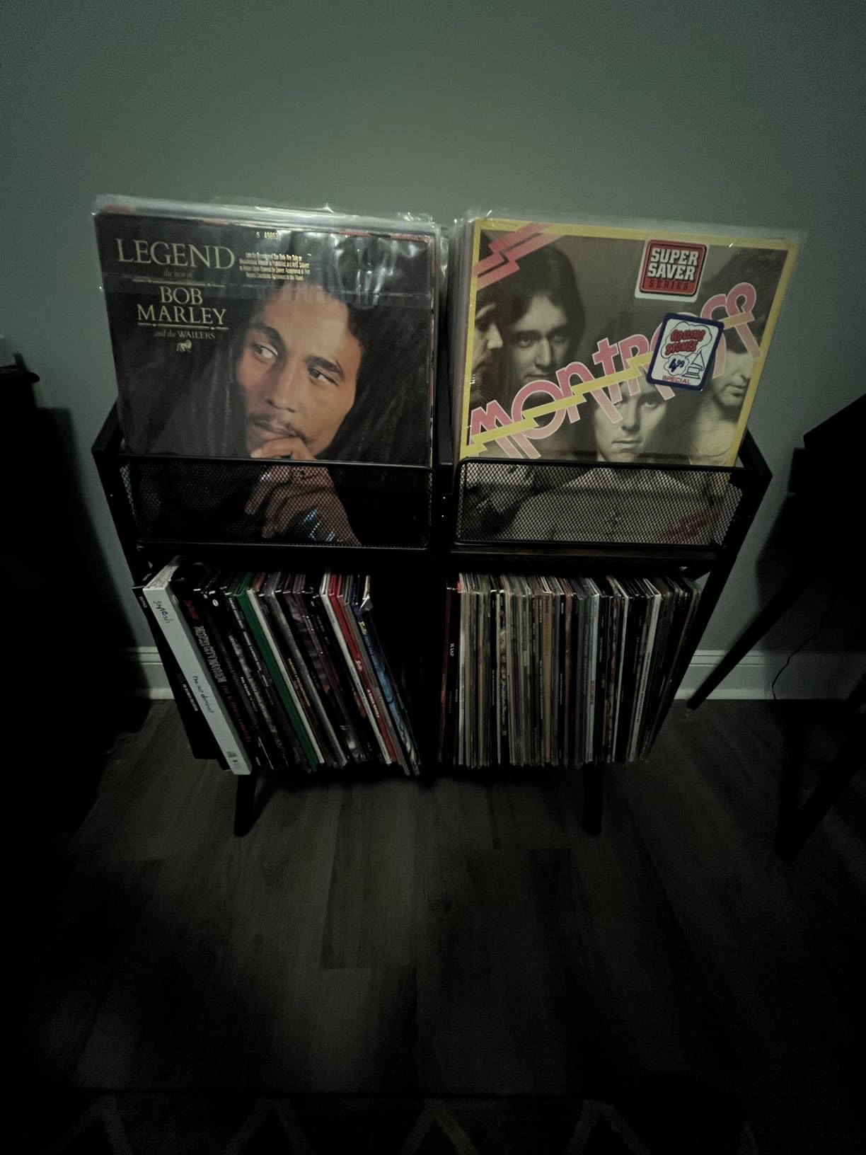EYOCAL Vinyl Record Storage Holder Rack, 250 LP Wooden Record Display Table for Albums Books Magazines Files for Living Room Bedroom Patent Pending customer photo 1