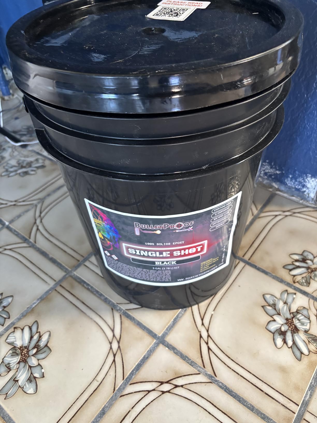 BP Resins: Single Shot |100% Solids Epoxy Resin Kit (3 Gallons) Solvent-Less, Two Component Gloss Coat Finish- Low VOC! Industrial Use, Garages, Floors & More! (Charcoal Metallic) + Free Mixer! customer photo 2