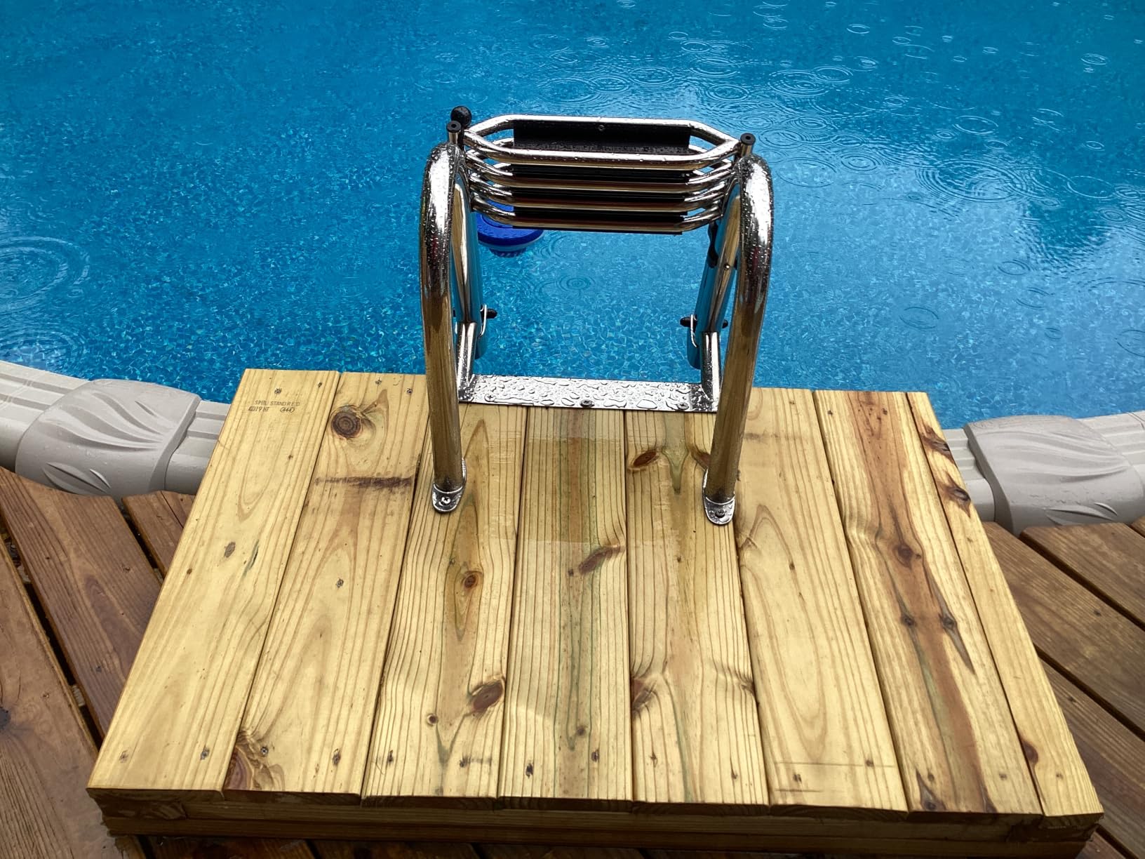 4-Step Heavy-Duty Stainless Steel Pontoon Boat Ladder with Extra Wide Steps & Handrails | Telescoping Folding Rear Entry Ladder, 600lbs Capacity, Marine-Grade 316 Stainless Steel customer photo 1