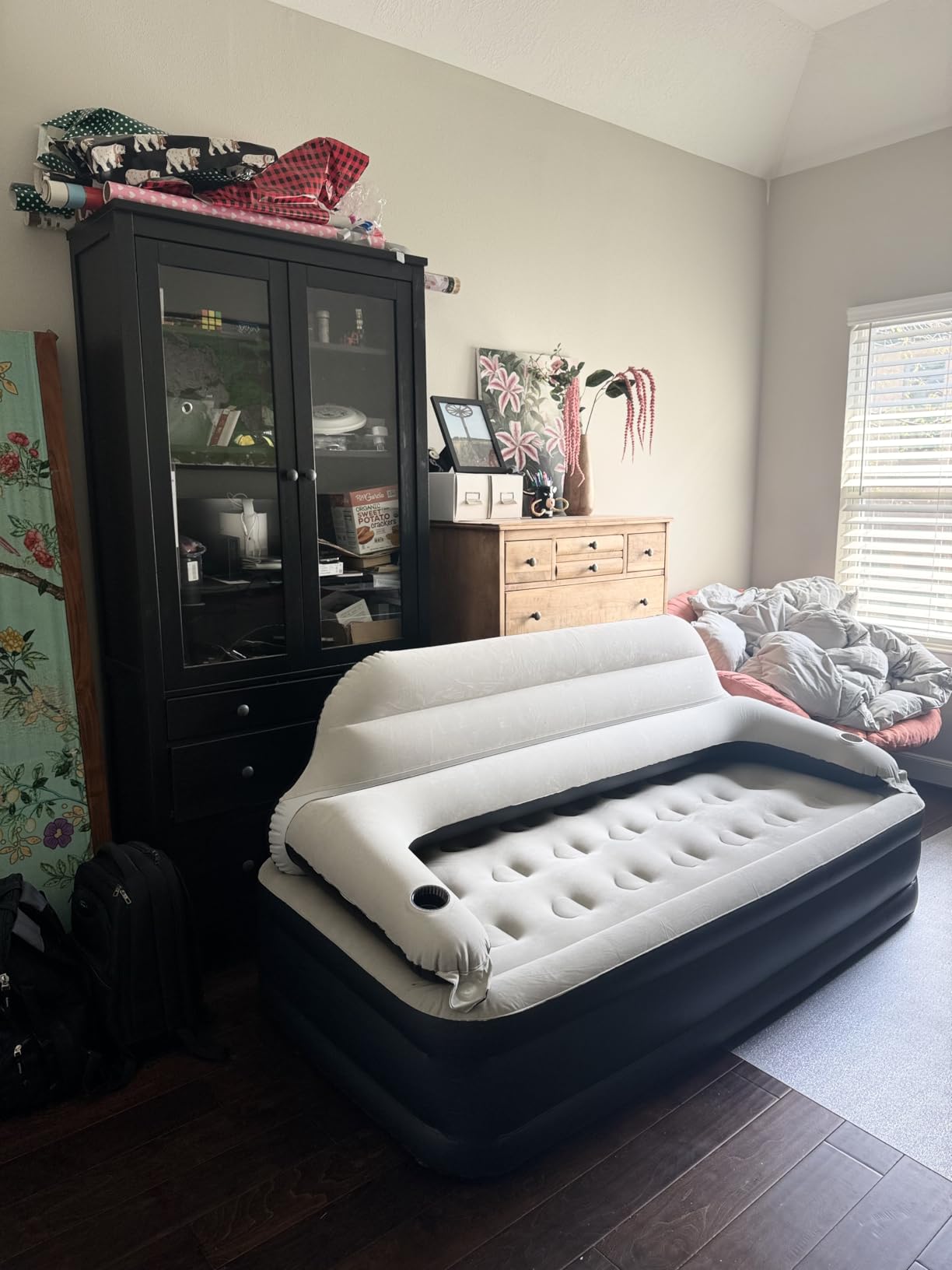 DIMAR GARDEN Twin Size Air Sofa Bed Mattress with Headboard and Pump, Blow Up Couch Inflatable Bed customer photo 2
