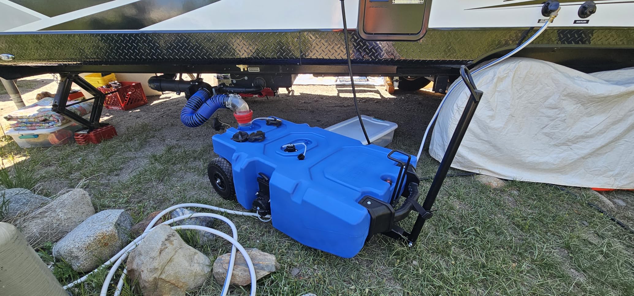 RecPro RV Portable Waste Tank | 36 Gallon | Blue | No-Flat Tires customer photo 1