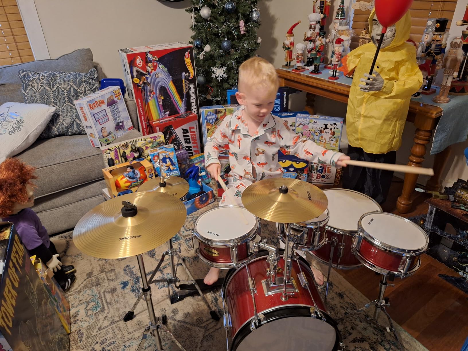 AODSK Drum Sets 5-Piece for Beginners, 14 inch Full Size Complete Drum Kit with Adjustable Throne, Cymbal, Hi-Hat, Pedal & Drumstick customer photo 2