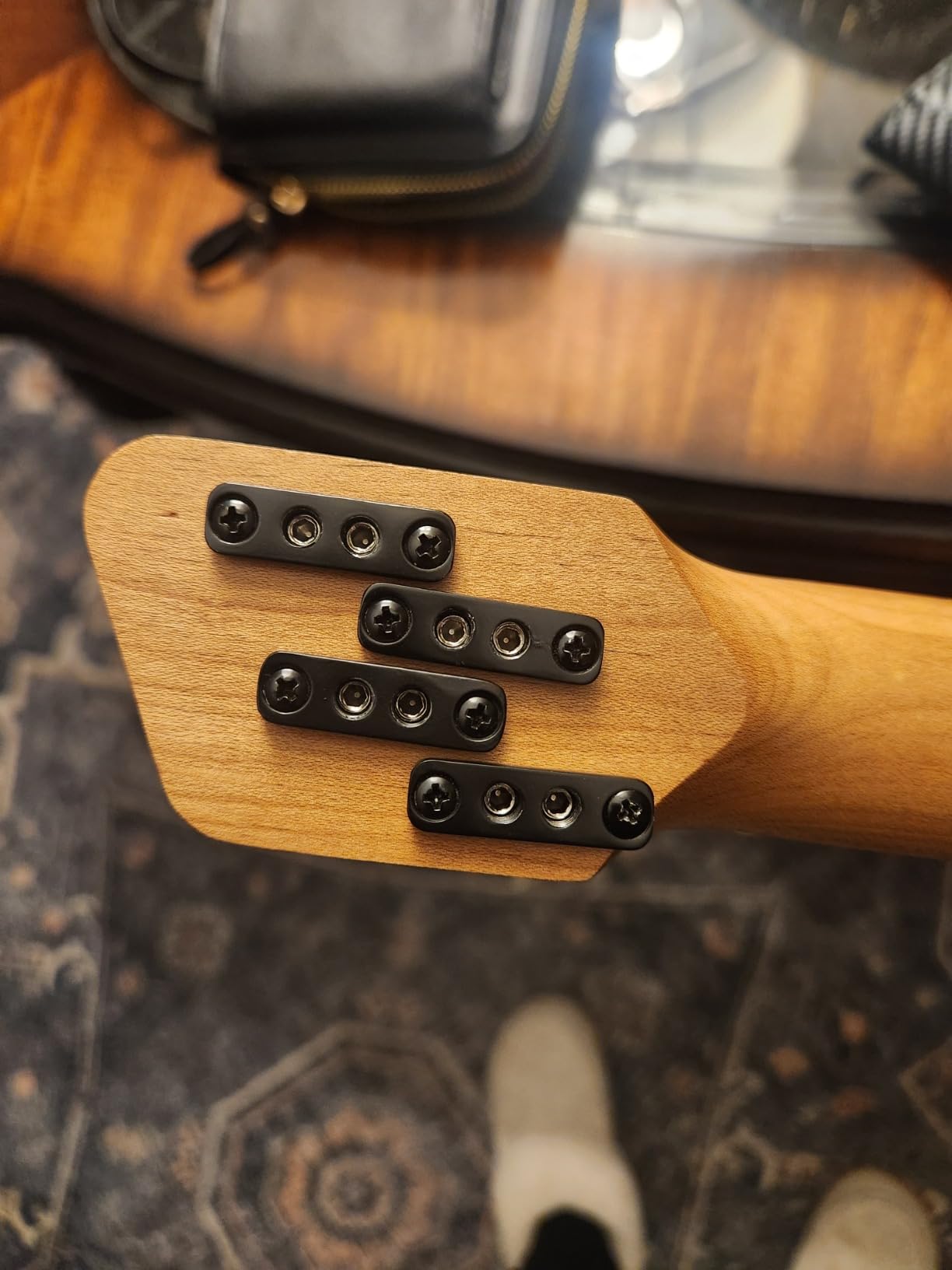 5 String Headless Electric Bass Guitar poplar body Carbon Fibre Maple neck fanned fret customer photo 2