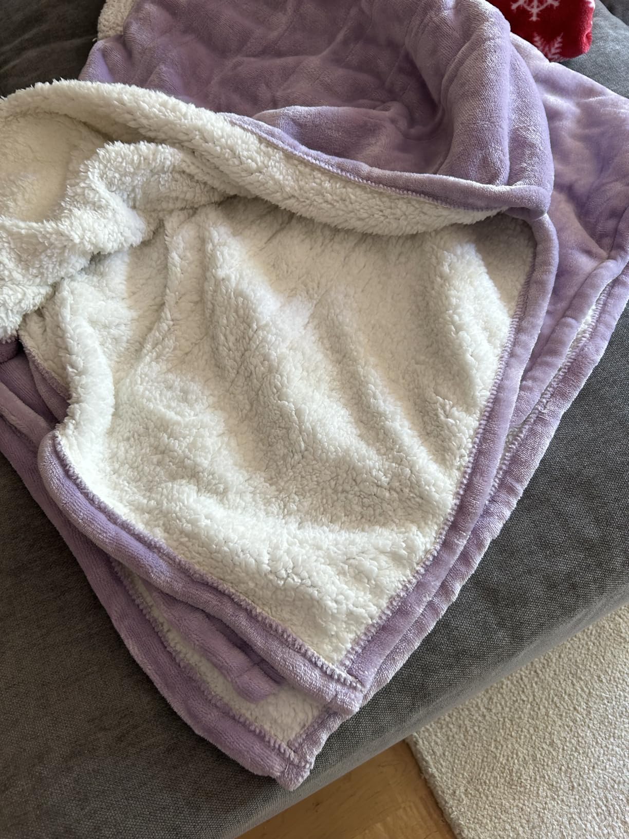 HOMLYNS LuxeHeat Heated Blanket Electric Blanket, Soft Flannel Sherpa Heated Throw, Heating Blanket with 5 Heat Settings, 3 hrs Timer Auto Shut Off (50x60 inches, Purple), Only for 120V Voltage Use customer photo 1