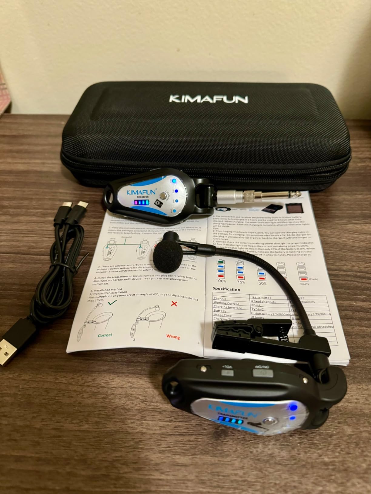 KIMAFUN 2.4G Wireless Saxophone Microphone, Clip-on Instrument Microphone, 100ft Range, Plug and Play, Wireless Transmitter & Receiver for Saxophone, French Horn, Trumpet, Trombone, G120 customer photo 1
