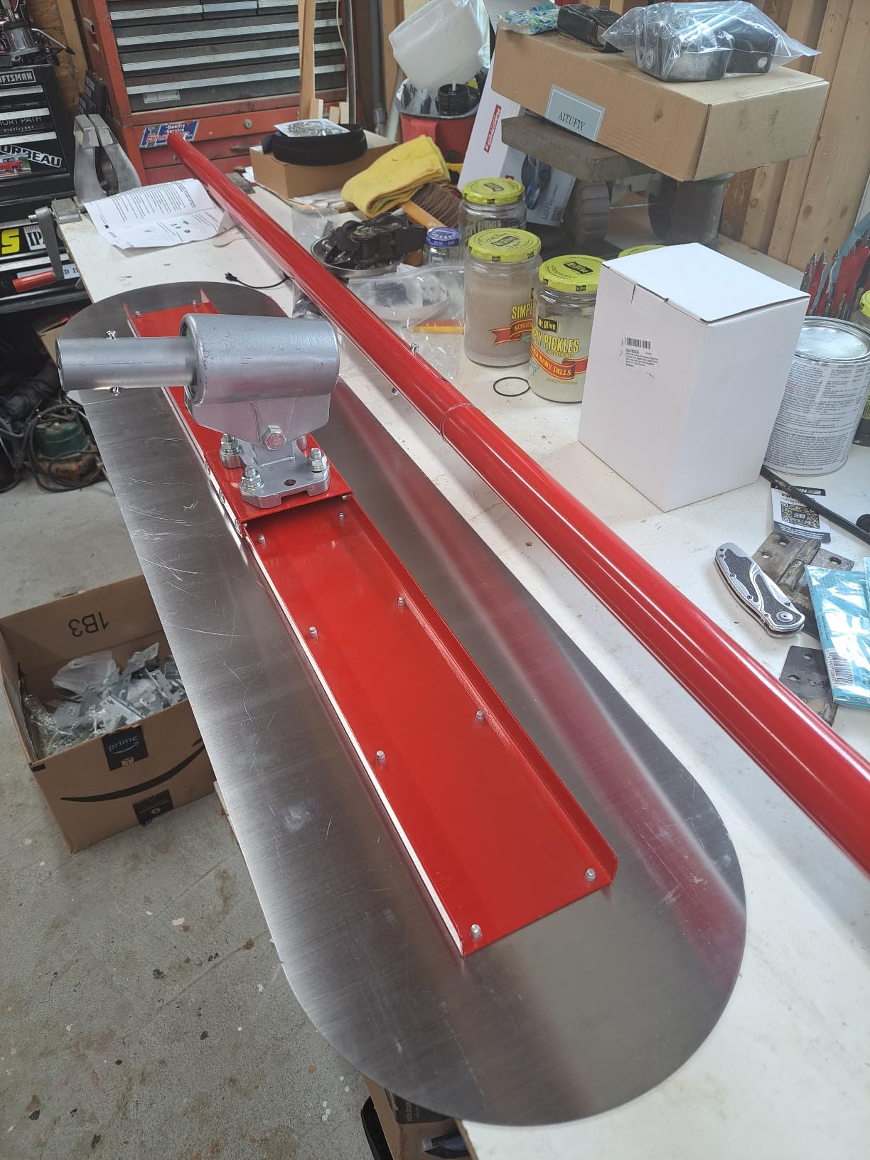 Concrete Bull Float Tool Kit with 48x12 inch Round End Fresno Trowel, Stainless Steel Board, 4 Extendable Aluminum Alloy Poles and Tilt Bracket customer photo 2