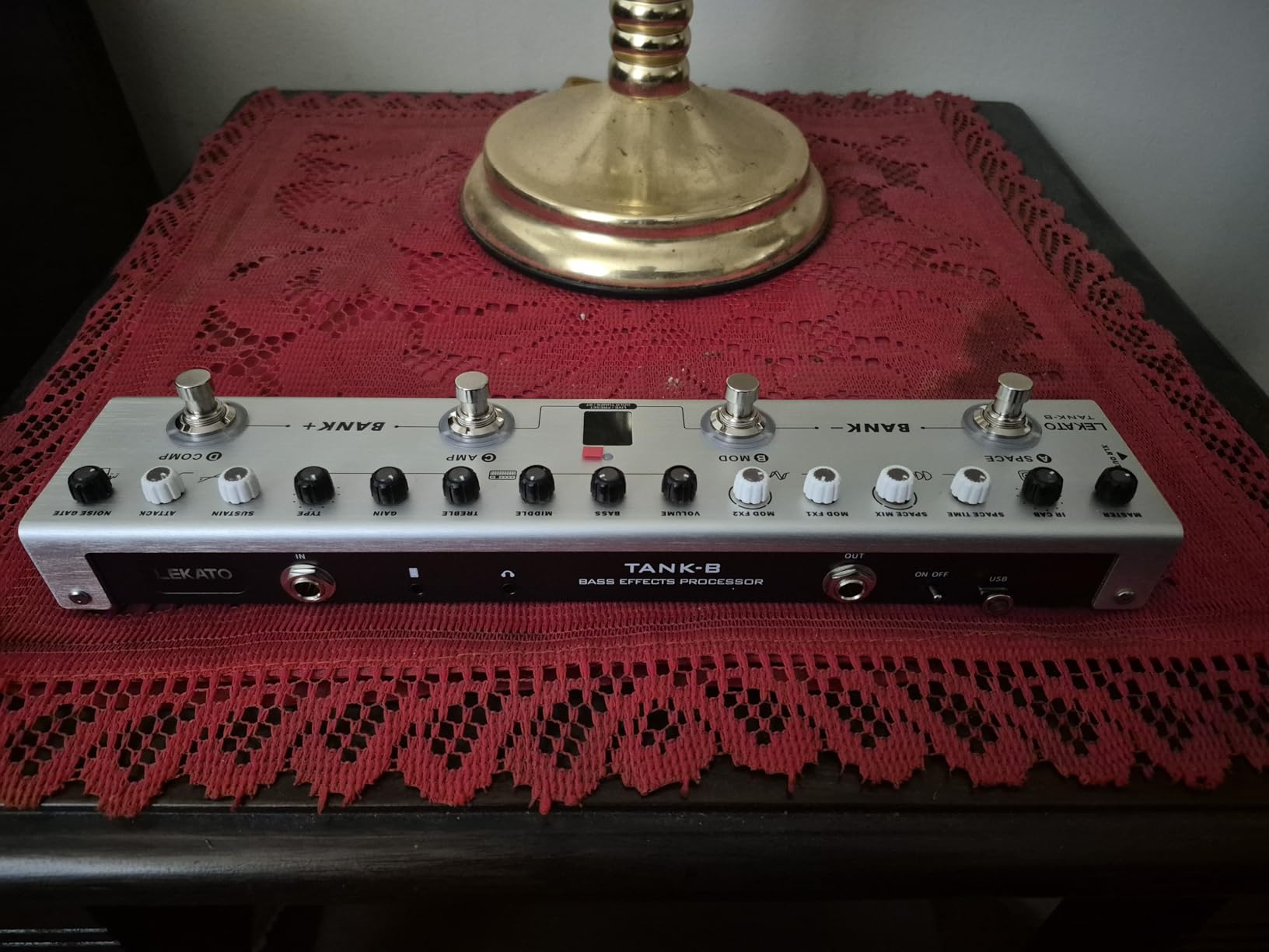 LEKATO Bass Multi Effects Pedal, Bass Effects Pedal with 36 Presets, Editable 4 Modules, Amp, Compressor, Mod, Space, Reverb, IR CAB, Tuner, BT Connection, Music Recording customer photo 1