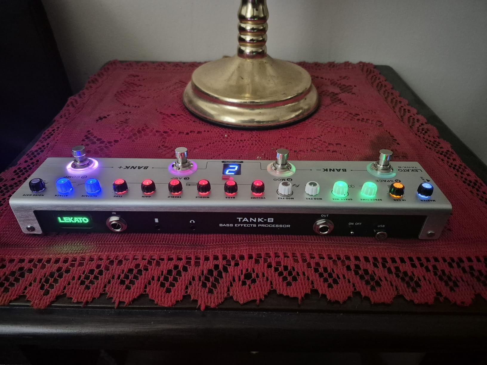 LEKATO Bass Multi Effects Pedal, Bass Effects Pedal with 36 Presets, Editable 4 Modules, Amp, Compressor, Mod, Space, Reverb, IR CAB, Tuner, BT Connection, Music Recording customer photo 2
