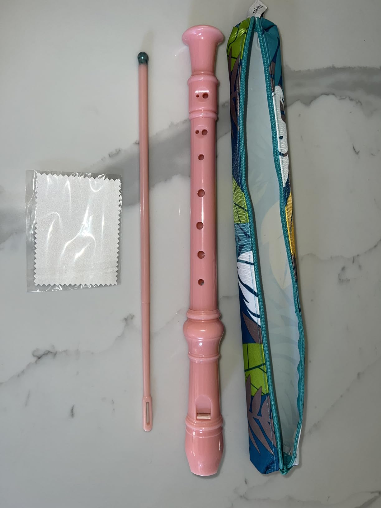Soprano Recorder for Kids Beginners, German Fingering, C Key, 3 Piece with Cleaning Rod, Bag, Fingering Chart (Pink) customer photo 1