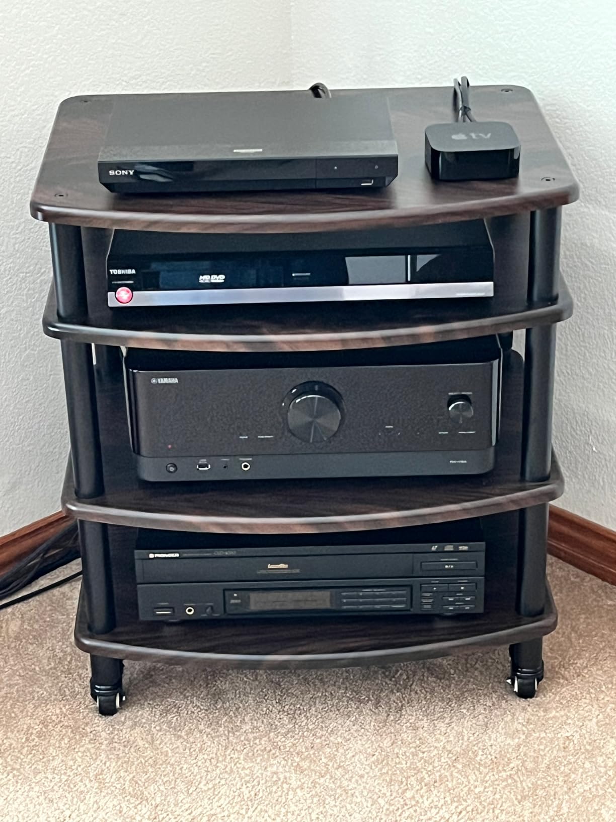 Rockville FLX Classic Wood Adjustable Height 4 Shelf A/V Rack Stand, Expandable Design, for Home Theater customer photo 1