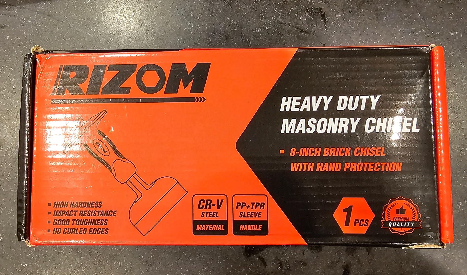 Rizom Chisel Set with Hand Protection, 3 Pcs Stone and Rock Chisel, Heavy Duty Masonry Tools including 11-Inch Point and Flat, 8-Inch Brick customer photo 2