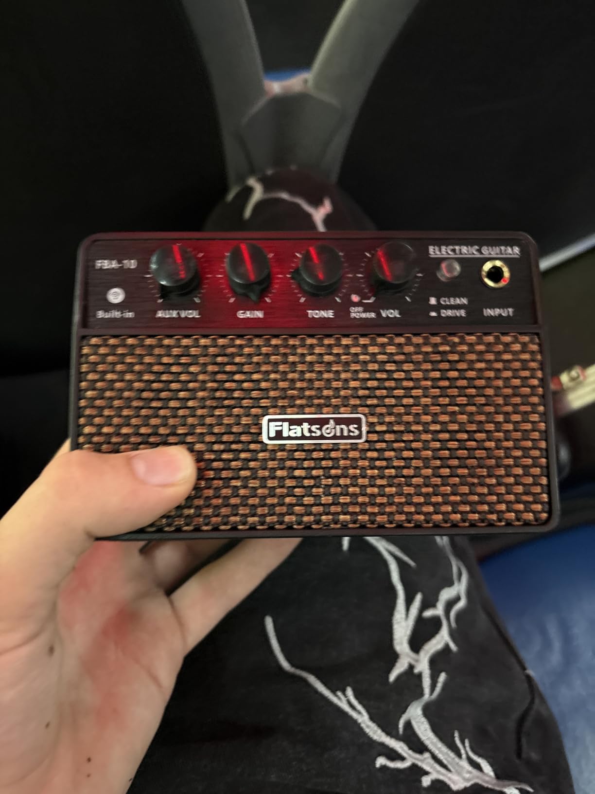 Flatsons FBA-10 Guitar Amp, 10W Mini Electric Guitar Amplifier with Clean/Drive Channel, 6H Working, USB-C Rechargeable, 3.5mm Headphone/AUX Jack, Wireless Portable Amp for Indoor Practice, Traveling customer photo 1