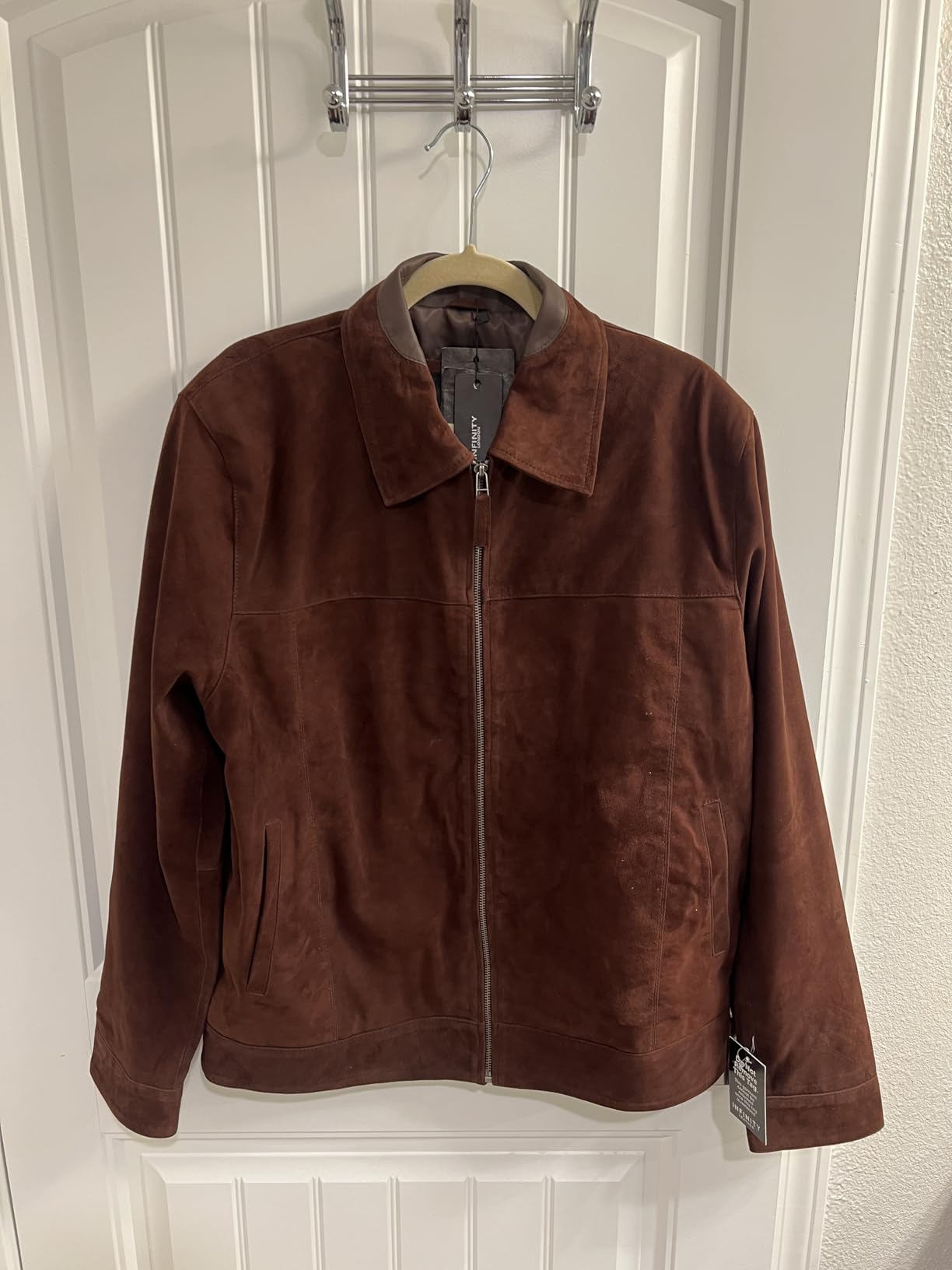 Mens Classic 100% Genuine Goat Suede Leather Harrington Biker Jacket customer photo 1