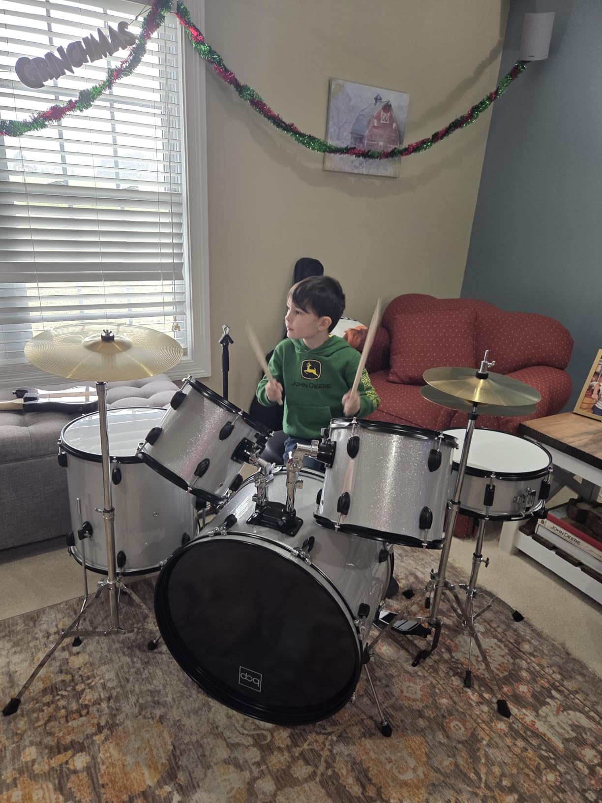 Best Choice Products 5-Piece Full Size Complete Adult Drum Set w/Cymbal Stands, Stool, Drum Pedal, Sticks, Floor Tom - Natural customer photo 1