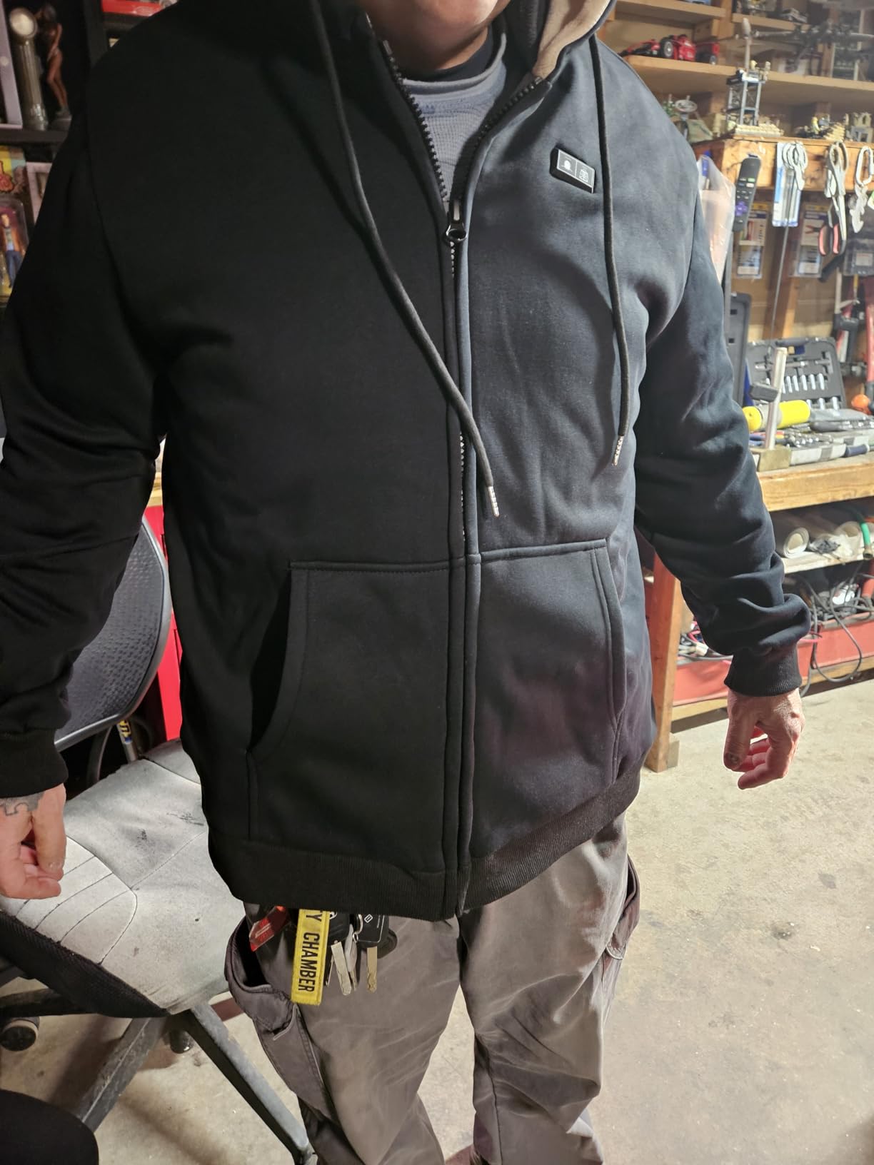 Loowoko Heated Hoodie with Battery,Electric Heated Zip-Up Sweatshirt Coat for Men Women Black,Upgraded 2025 model customer photo 1