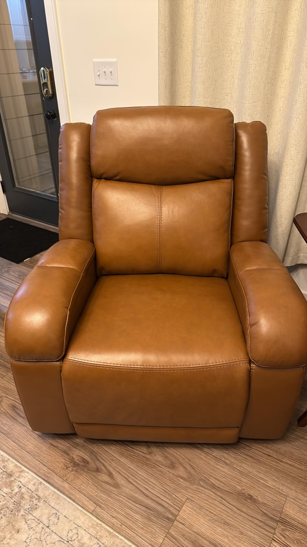 Watson & Whitely Oversized Genuine Leather Power Recliner Chairs for Big and Tall, Wall Hugger Recliner with Power Headrest & Charging Ports, Extra Large Reclining Chair for Living Room, Navy Blue customer photo 1
