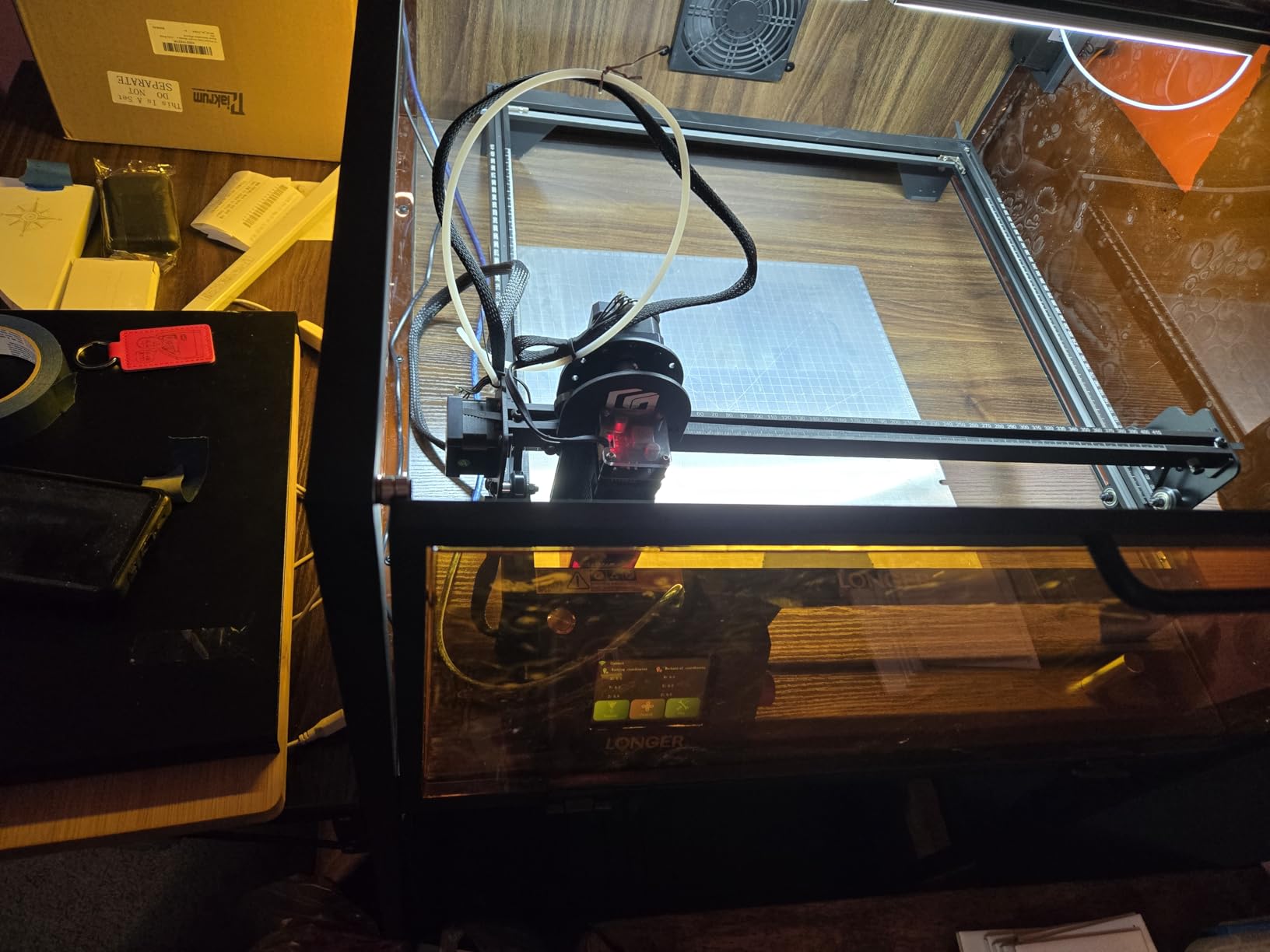 Crafit Laser Engraver Enclosure Cabinet with Exhaust, Laser Engraving Table with Ventilation Fan, Heavy Duty Laser Cutter Protective Cover Tent with Light Filtering, Insulate against Noise Fumes Odors customer photo 1