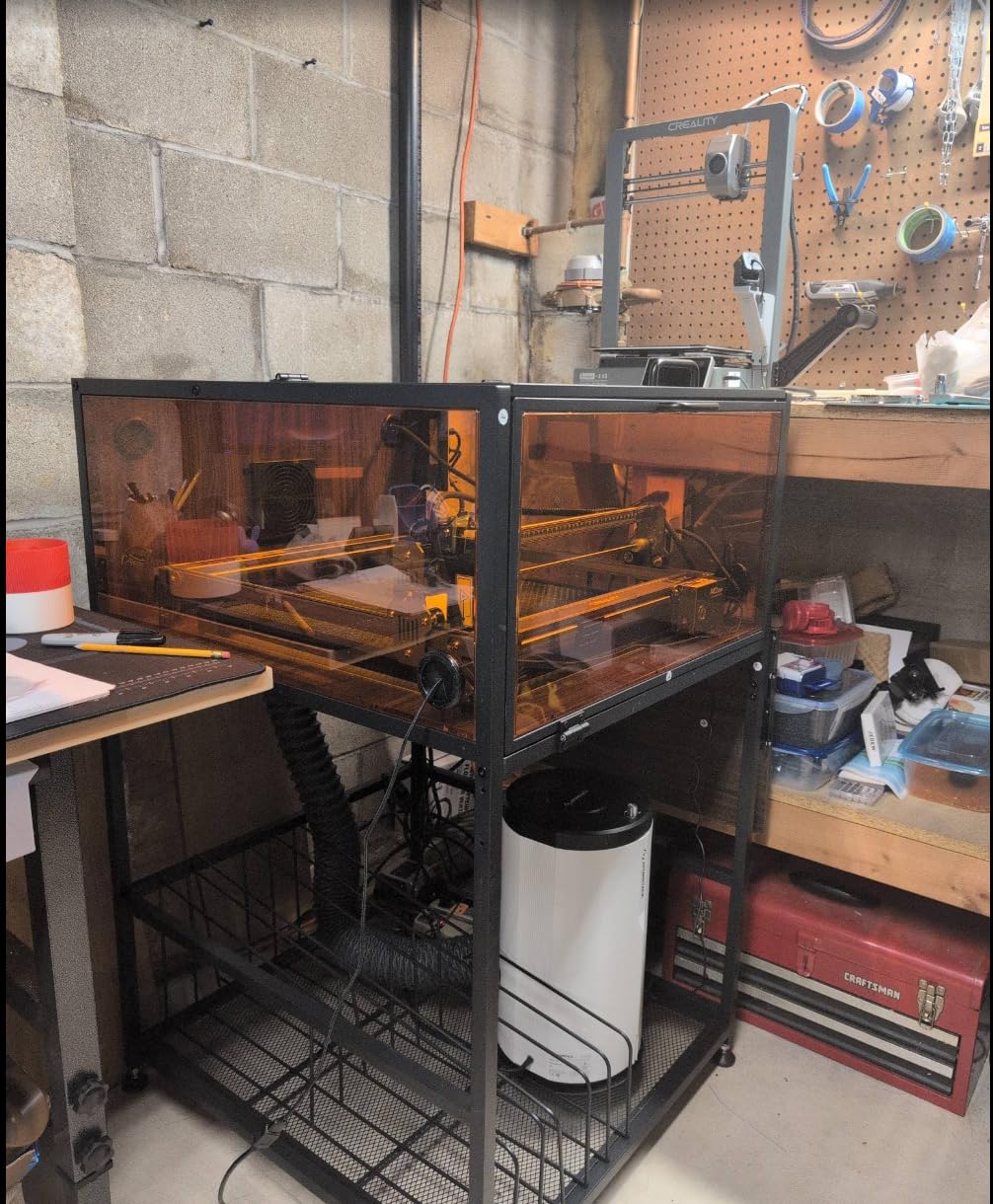 Crafit Laser Engraver Enclosure Cabinet with Exhaust, Laser Engraving Table with Ventilation Fan, Heavy Duty Laser Cutter Protective Cover Tent with Light Filtering, Insulate against Noise Fumes Odors customer photo 2