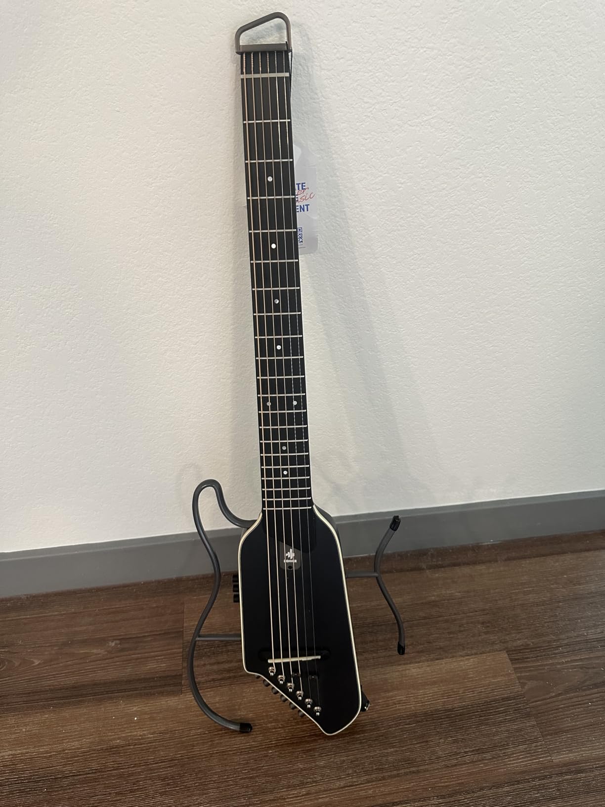 Donner HUSH I EVO2 Acoustic Electric Travel Guitar - Portable Headless Quiet Practice Guitar, Ultra-Light, Mahogany Body with Built-in Tuner, Detachable Stands & Headphone Jack - Natural customer photo 1