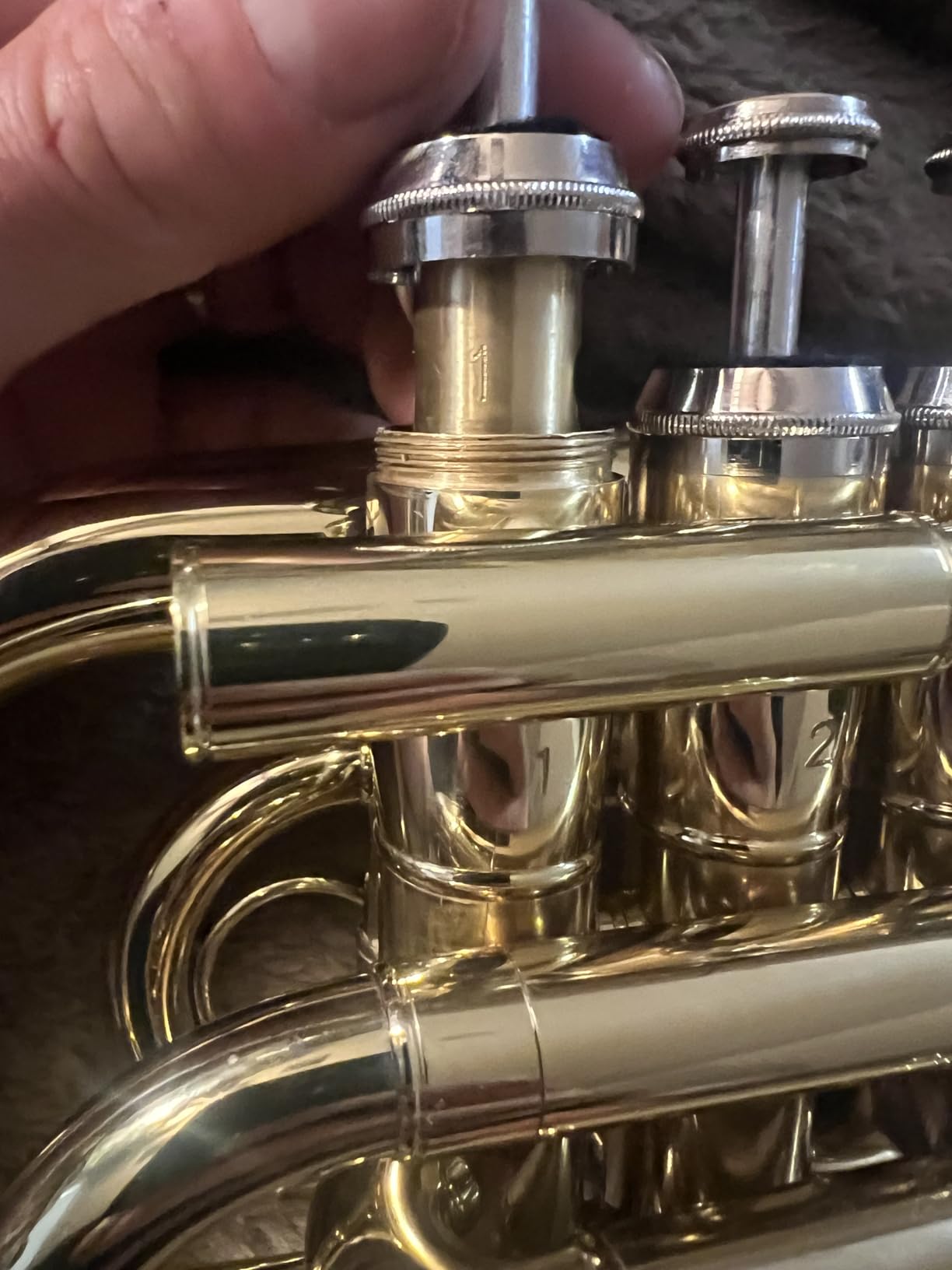 SONICAKE Pocket Trumpet Bb Flat - Gold Lacquer Brass Mini Trumpet Full Kit for Beginners Students with 7C Mouthpiece, Hard Case, Gloves & Cleaning Kit QPT-01 (Golden) customer photo 1