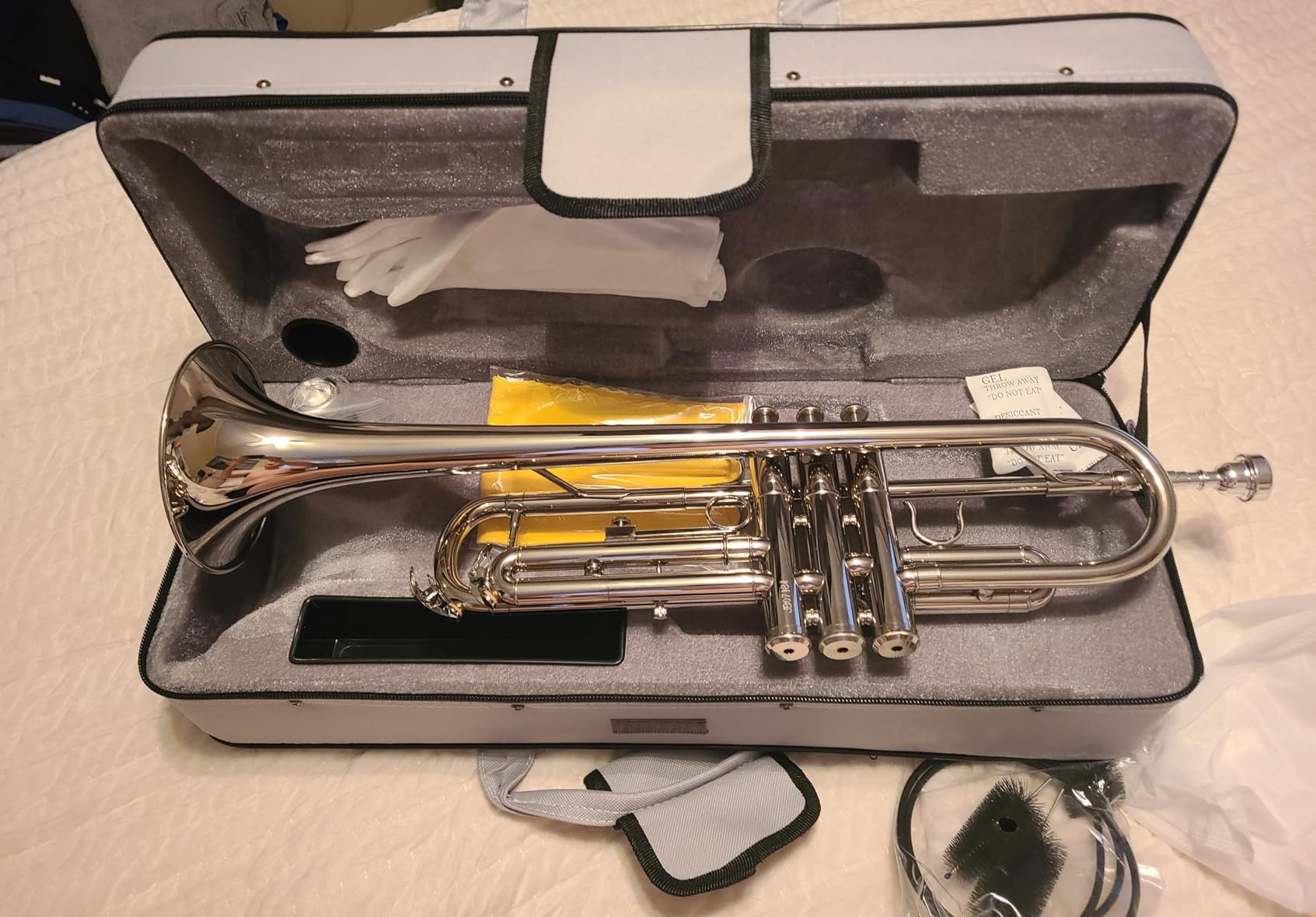 STRICH Bb Standard Trumpet Set for Beginners, Brass Student Trumpet Instrument with Hard Case, Cleaning Kit, 7C & 3C Mouthpieces, Gloves - STR-1G, Gold customer photo 2
