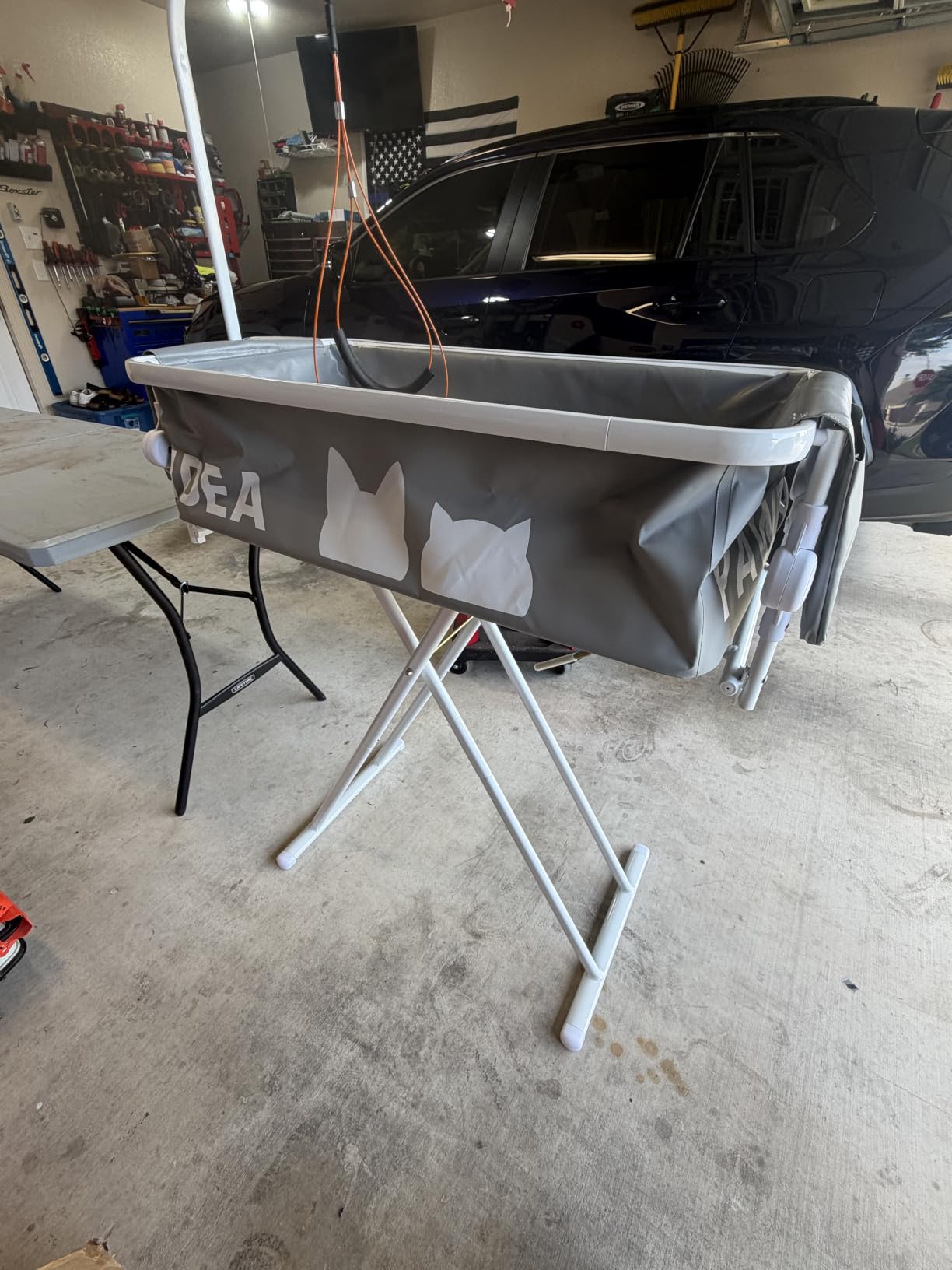 PAWZIDEA 2-in-1 Portable Dog Bathtub & Grooming Table for Medium to Large Dogs up 150lb, 43