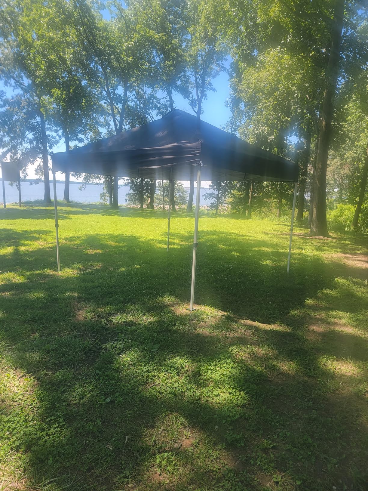 WEIZE 10x10 Pop Up Canopy Tent, 1-Button Push Setup Canopy Tent, Adjustable Height Instant Portable Shelter, Portable Roller Bag, Easy Outdoor Sun Shade for Events, 4 Weight Bags, Blue customer photo 2