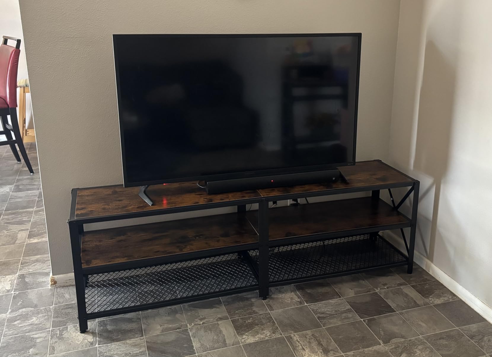 VASAGLE TV Stand for 65-Inch TVs, Mid Century Entertainment Center with Storage, Fluted Sliding Doors, Media Console Table for Living Room, Bedroom, Chestnut Walnut ULTV633K101 customer photo 1