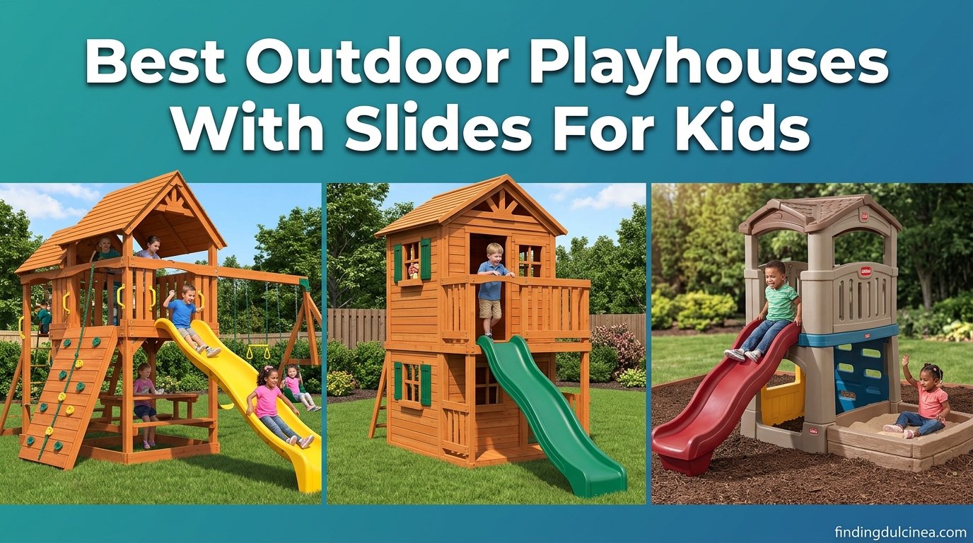 Best outdoor playhouses with slides for kids