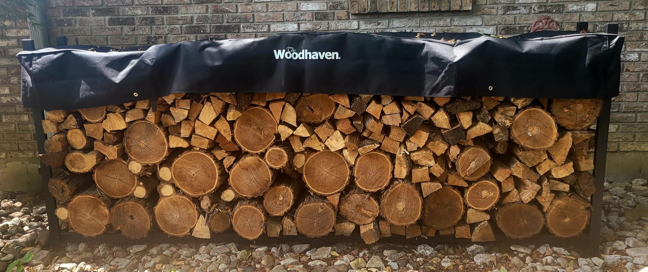 Woodhaven 8-Foot Firewood Rack - American Brand - 1/2 Cord Raised Lumber Storage Rack - Keeps Wood Dry & Ready - Heavy-Duty Steel, Lifetime Structural Warranty (With Cover) customer photo 2