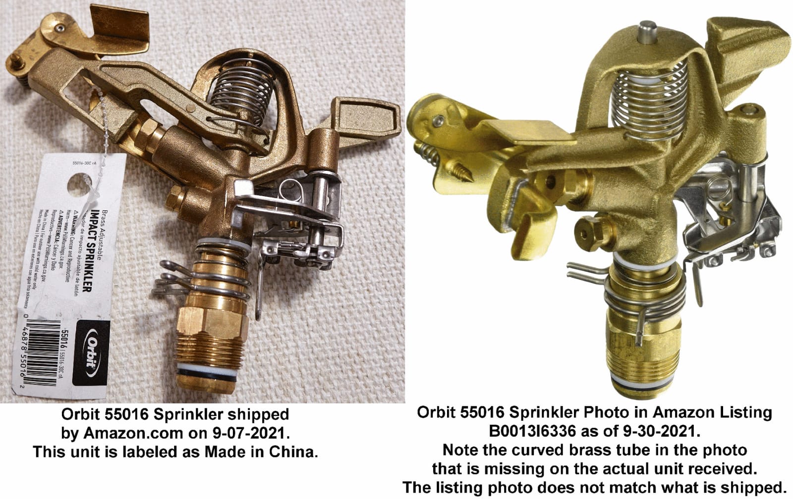 Orbit 55016 Brass Impact Sprinkler Head, Dual Nozzle, 3/4 in. MPT customer photo 1