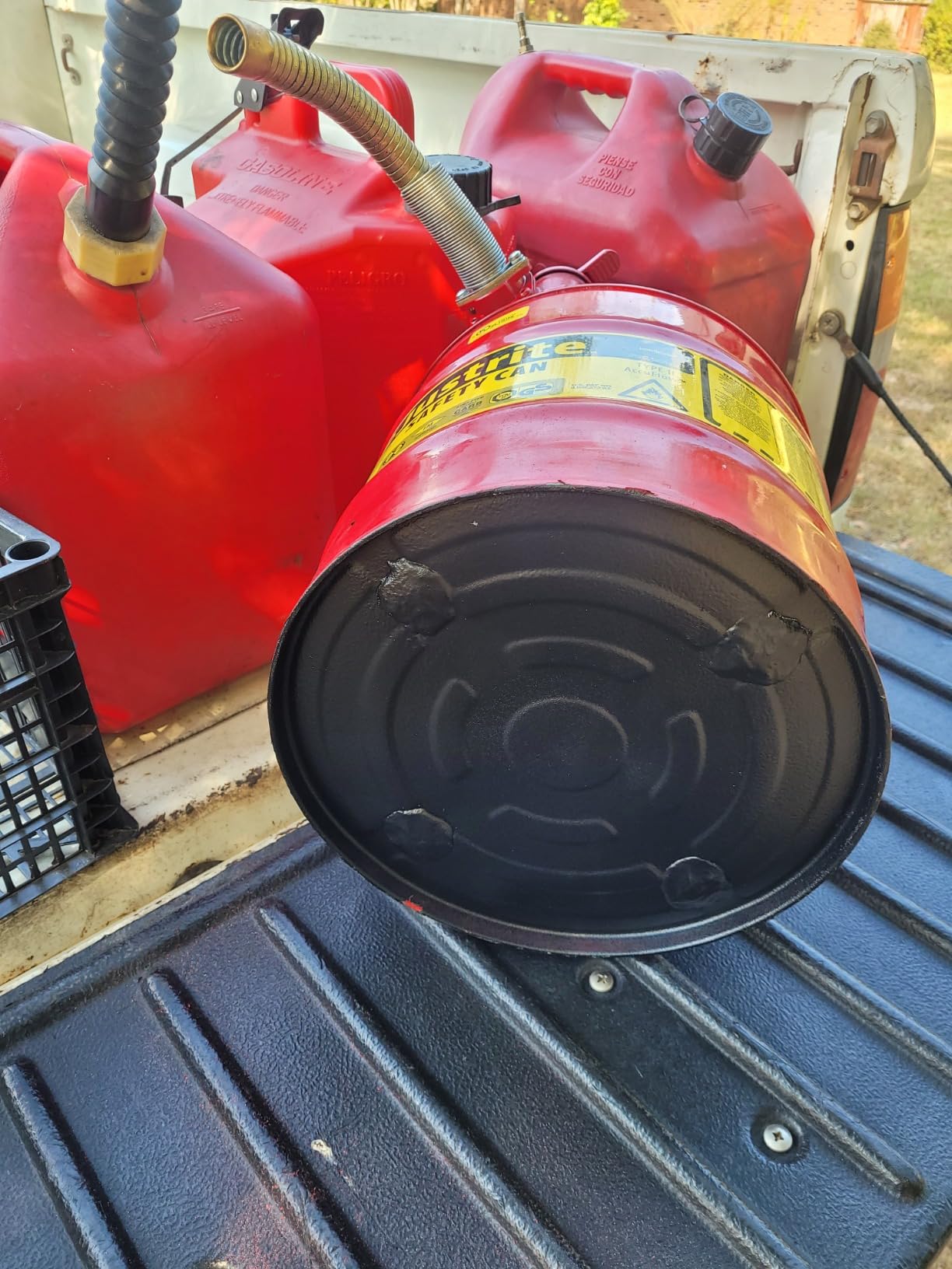 Justrite Type II Gasoline Safety Can, Red Galvanized Steel, FM Approved | Flammable Liquid Storage Can with Controlled Pouring, 5 Gallon Capacity, 1