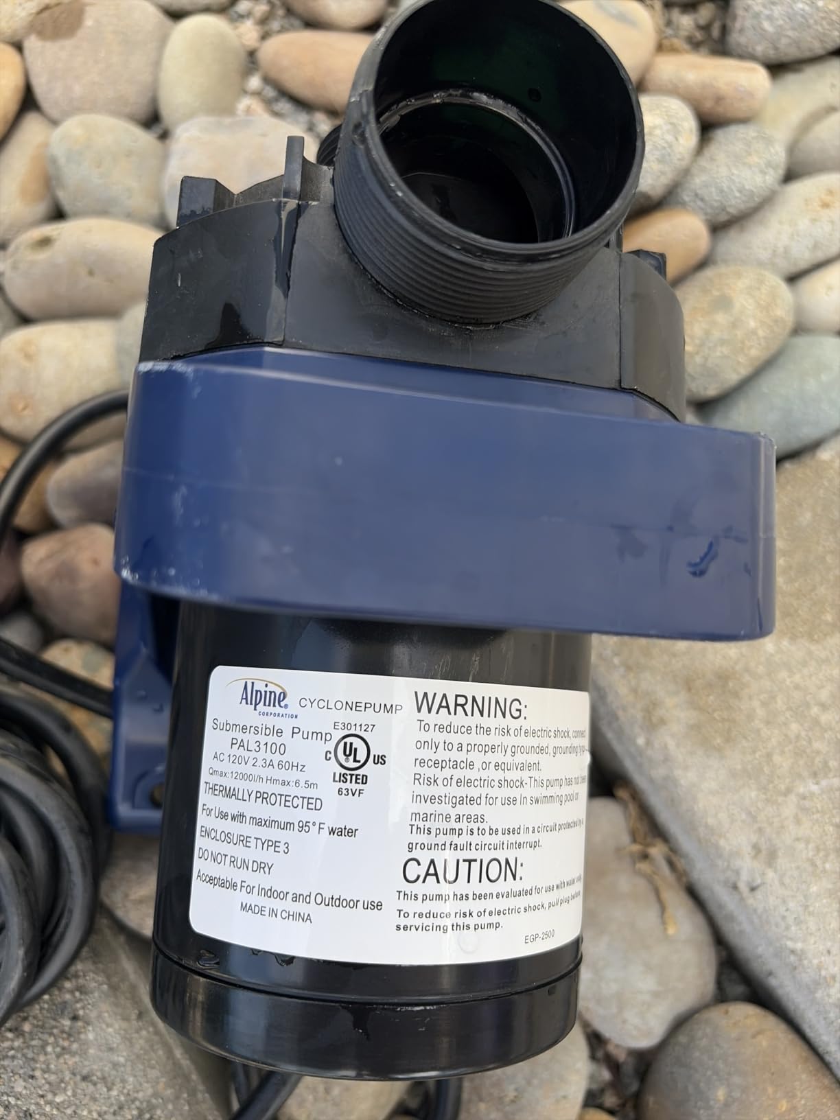 Alpine Corporation PAL3100 | 3100 GPH Submersible Water Pump with 33-ft Cord — Quiet 276W Motor, 21.5-ft Lift — Multi-Angle Flow for Ponds, Waterfalls & Fountains — Durable & Efficient customer photo 1