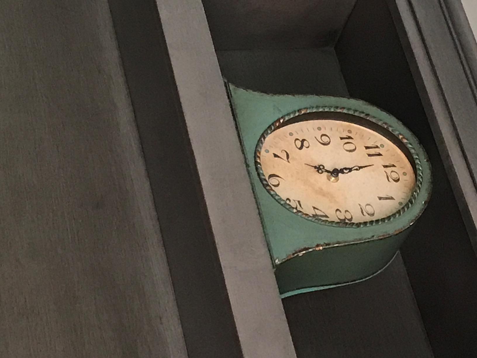 Creative Co-Op Decorative Metal Mantel Clock with Wooden Base, Distressed Aqua Blue Finish customer photo 2