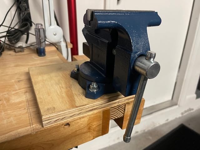 Yost Vises LV-4 Homeowner's Vise | 4.5 Inch Jaw Width with a 3 Inch Jaw Opening Home Vise | Secure Grip with Swivel Base | Blue customer photo 2