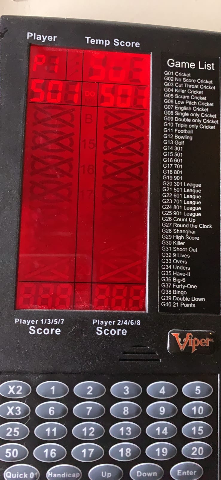 Viper ProScore Digital Dart Scorer Electronic Dartboard Scoreboard for Up to 8 Players, with 40 Games and 655 Game Options, Including Cricket and X01 customer photo 2