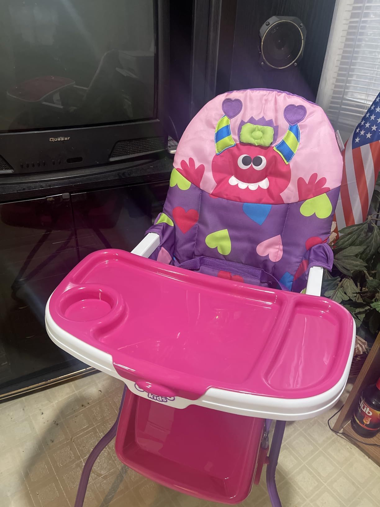 Cosco Kids Simple Fold Folding High Chair for Babies and Toddlers (from 6 Months to 50 lbs) Simple Fold Deluxe with 3-Position Tray, Portable High Chair, Monster Syd customer photo 1
