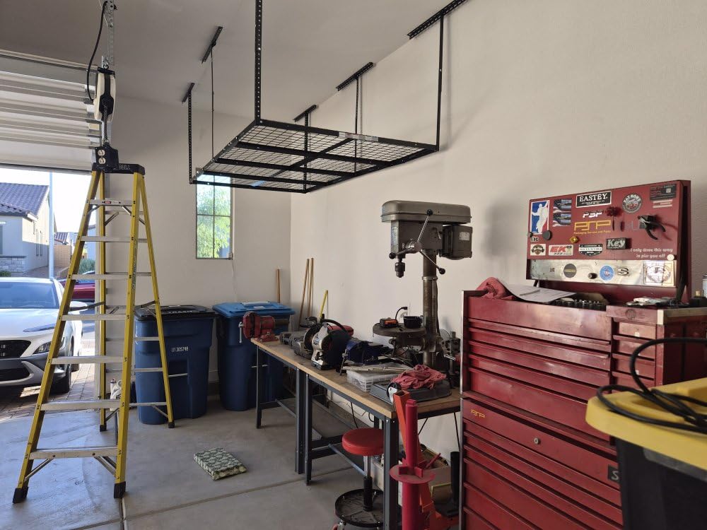 3x8 Overhead Garage Ceiling Storage Rack Organization, White | 750lbs Weight Capacity, 22