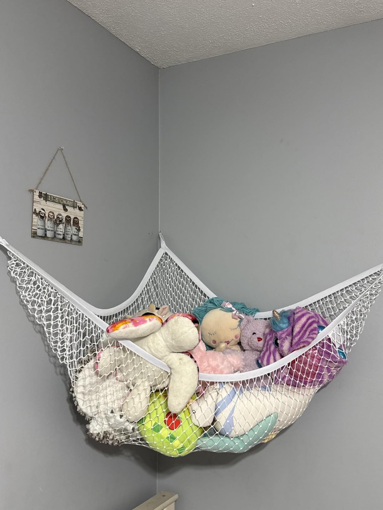 Stuffed Animal Hammock 2 Pack | Corner Stuffed Animal Storage & Plushie Net | Toy Hammock for Stuffed Animals | Holds 12lbs | Easy Hang, All Hardware Included | White Bedroom Decor | by Lilly's Love customer photo 2