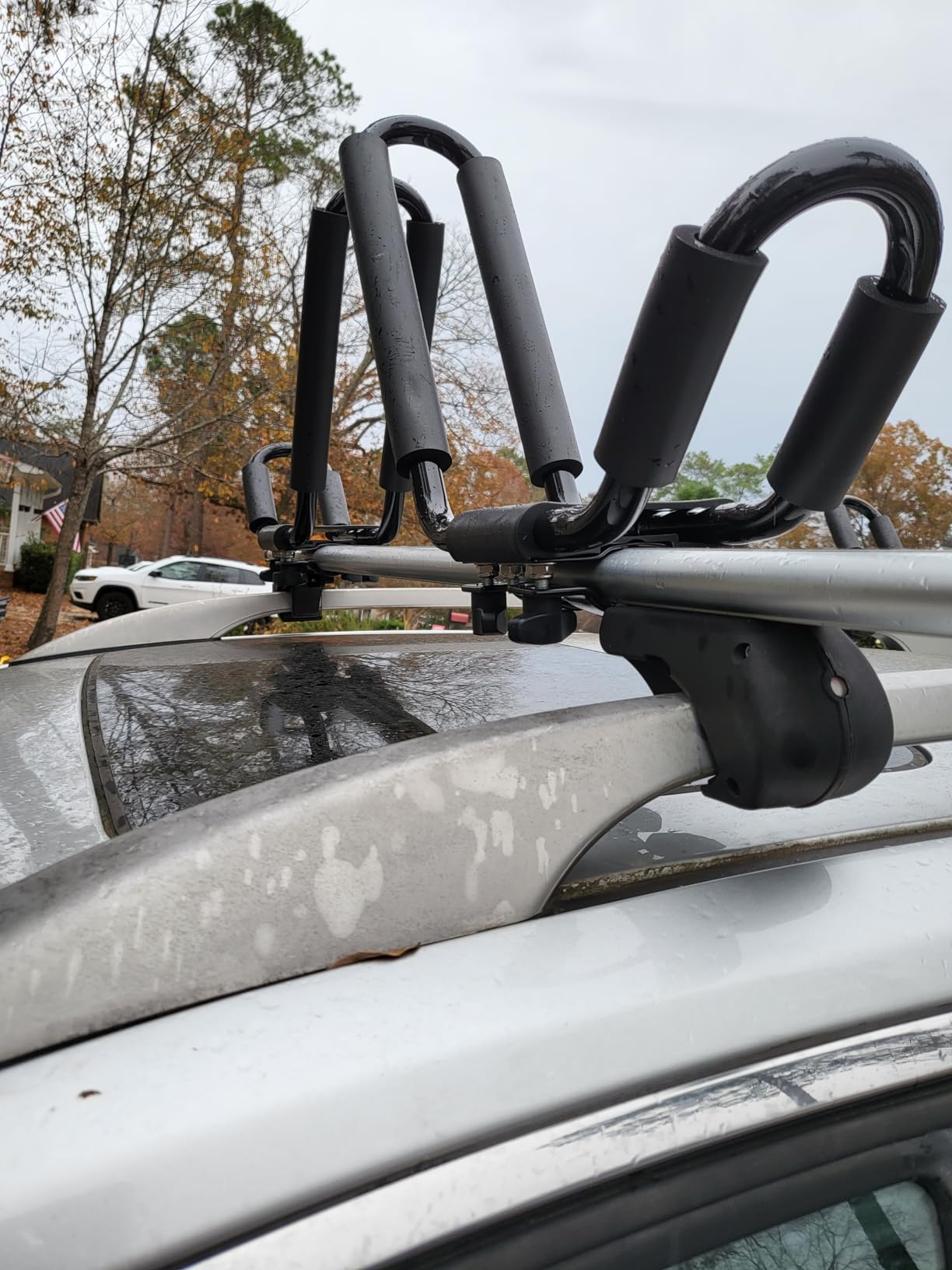 2 Pairs Heavy Duty Kayak Rack-Includes 4 Pcs Ratchet Tie-Mount on Car Roof Top Crossbar-Easy to Carry Kayak Canoe Boat Surf Ski (J-Bar Rack) customer photo 2