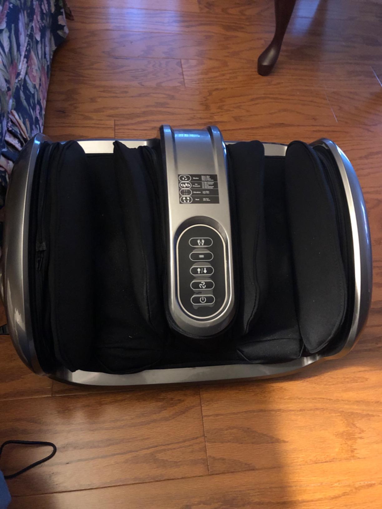 Miko Shiatsu Foot Massager with Heat and Deep Kneading | Charcoal; circulation and pain relief; for plantar fasciitis, neuropathy and diabetics; fits size 15 customer photo 1